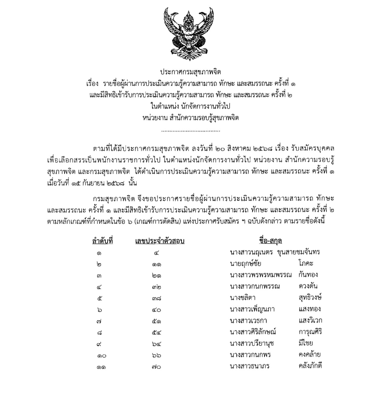 ประกาศนักจัดการงานทั่วไป 1